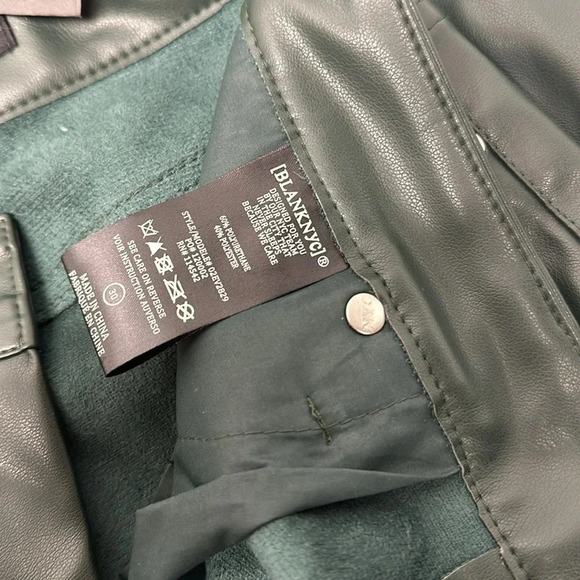 Blank NYC Pant Faux Leather Franklin Rib Cage Straight Leg Revolve Green Size 30 - Picture 9 of 10